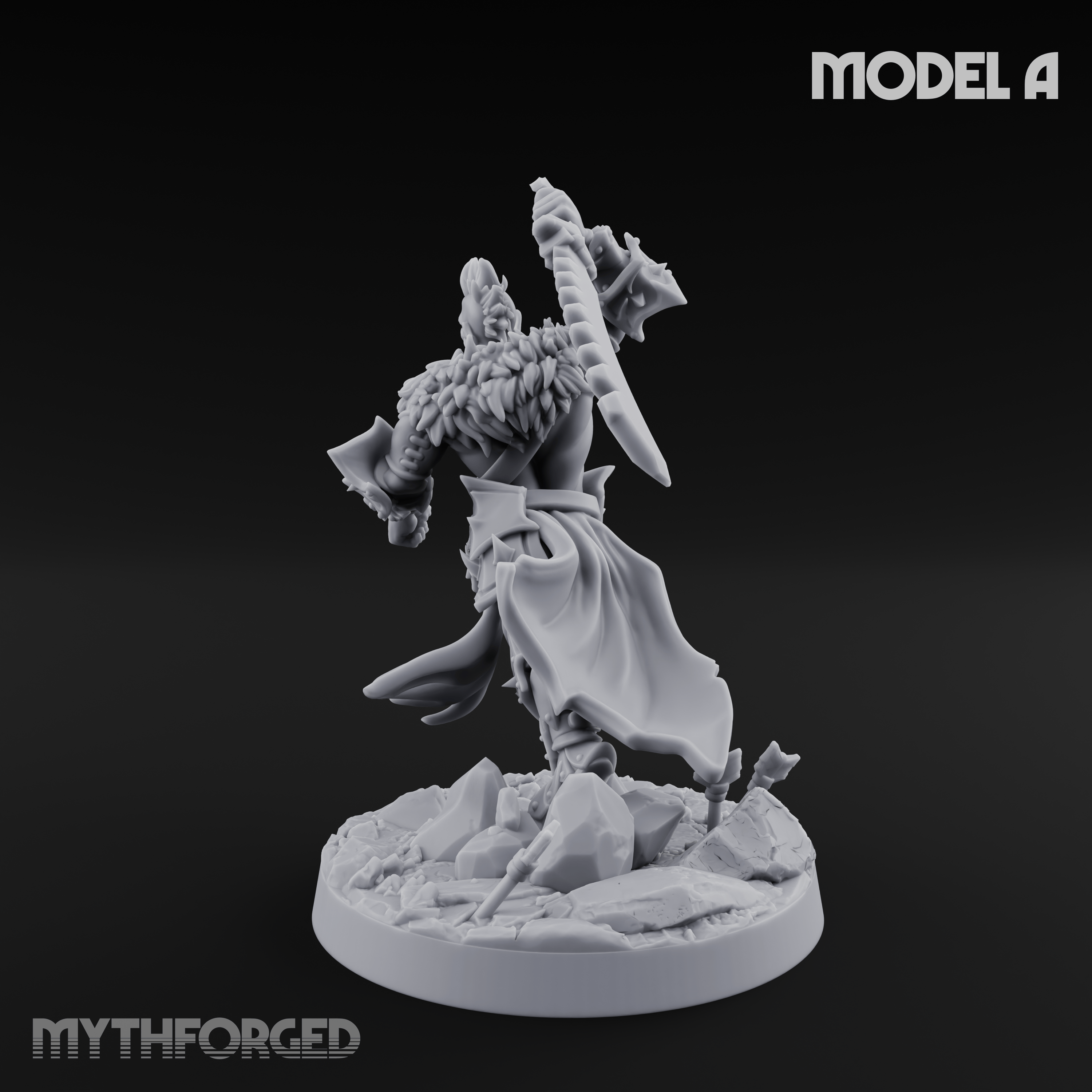 Axe Held High Ornate Human Warlords A