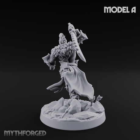 Axe Held High Ornate Human Warlords A Miniature for Dungeons and Dragons, Pathfinder or other TTRPGs
