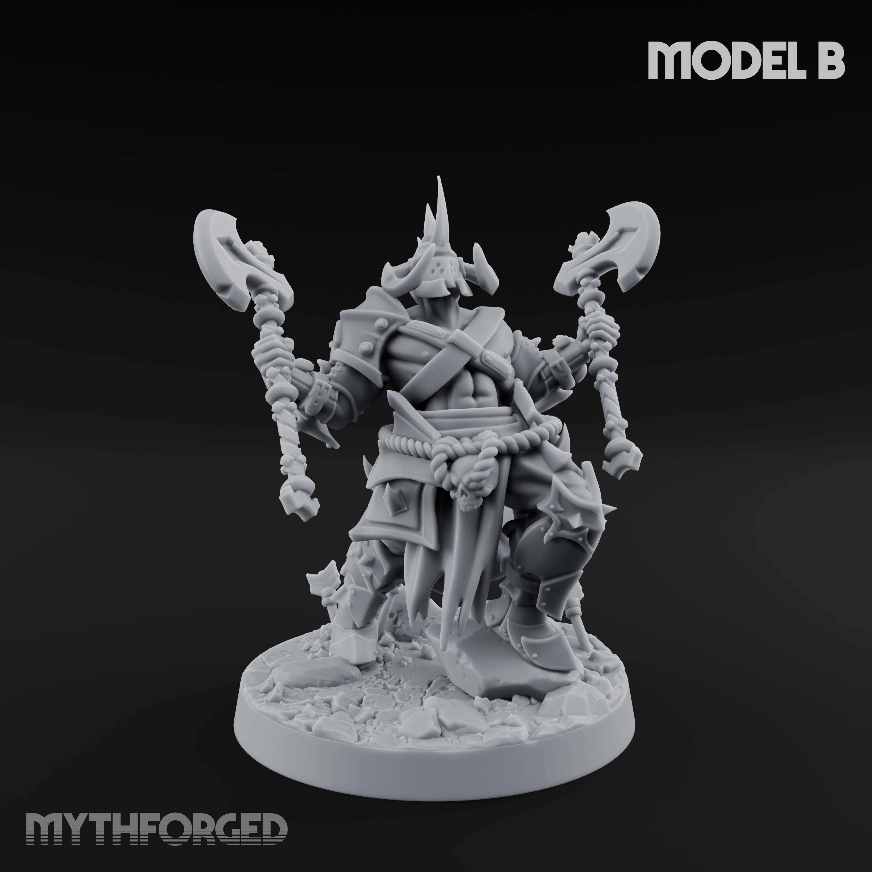 Axe Held High Ornate Human Warlords B