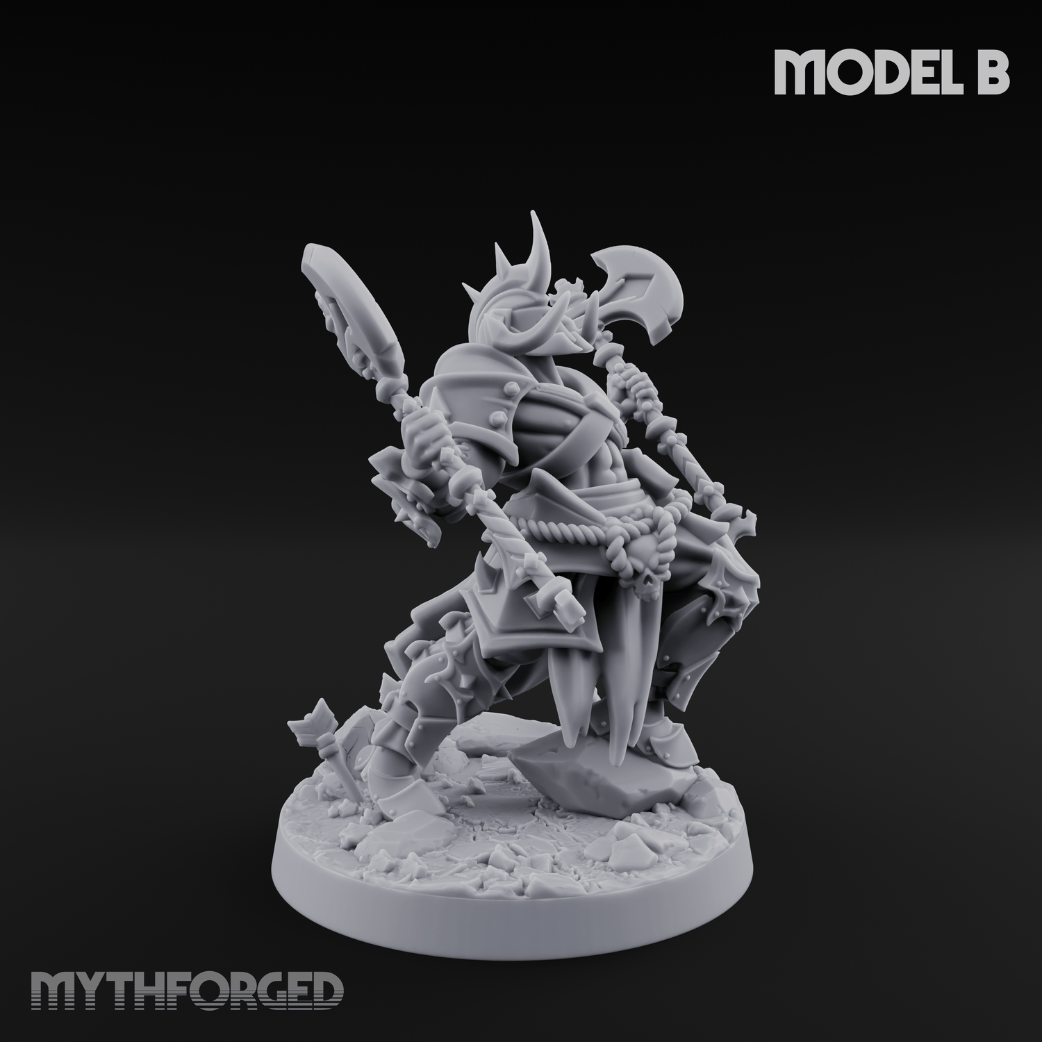 Axe Held High Ornate Human Warlords Miniature for Dungeons and Dragons, Pathfinder or other TTRPGs