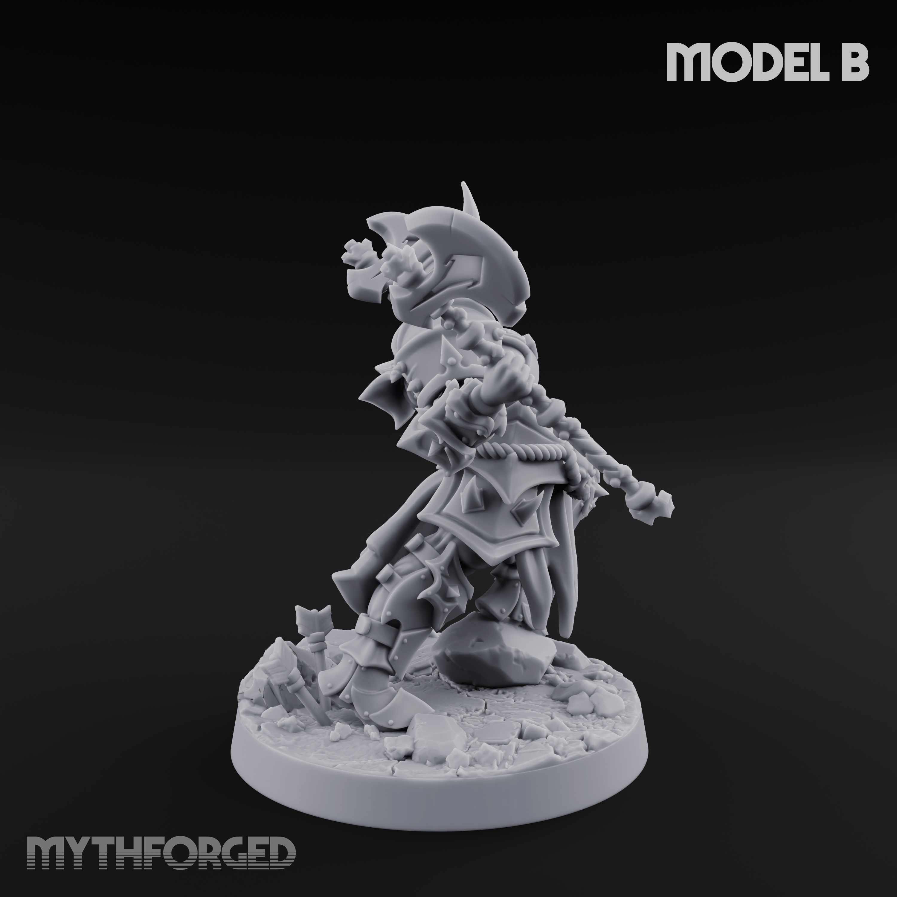 Axe Held High Ornate Human Warlords B