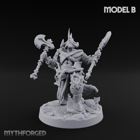 Axe Held High Ornate Human Warlords B Miniature for Dungeons and Dragons, Pathfinder or other TTRPGs