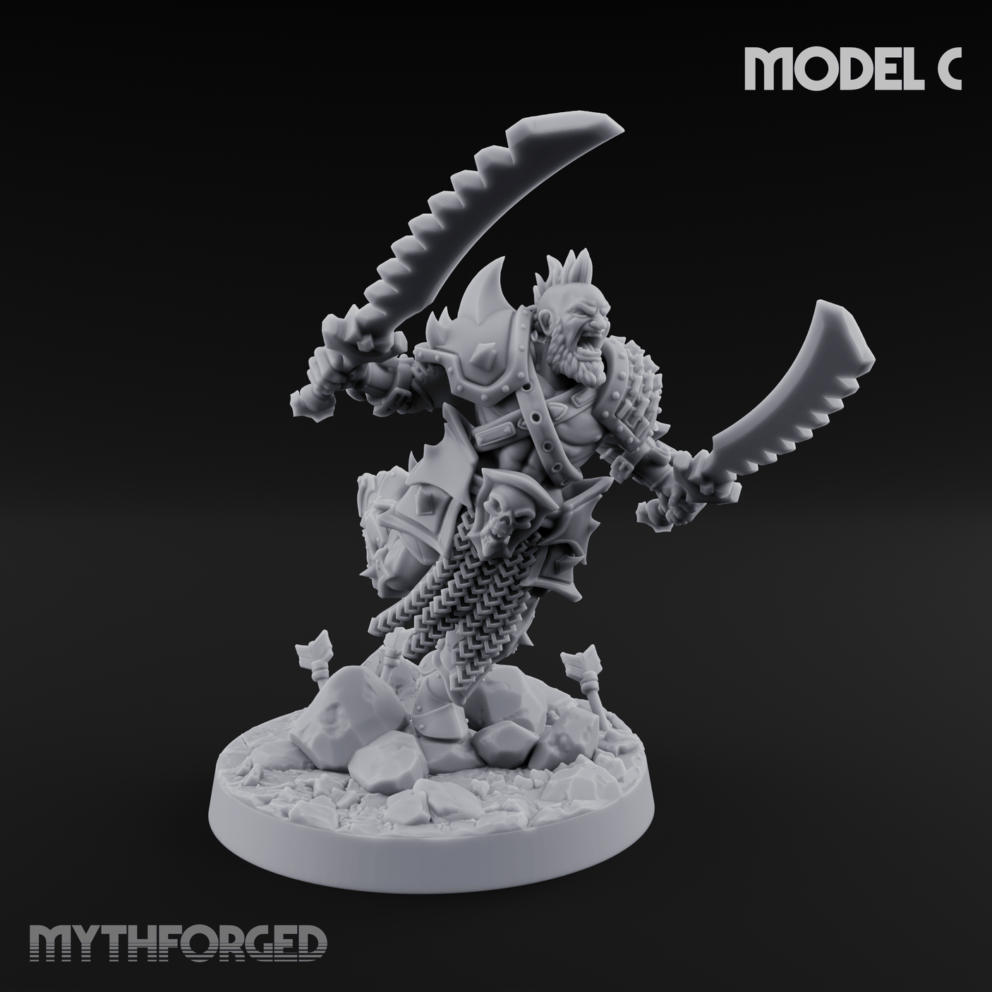 Axe Held High Ornate Human Warlords Miniature for Dungeons and Dragons, Pathfinder or other TTRPGs