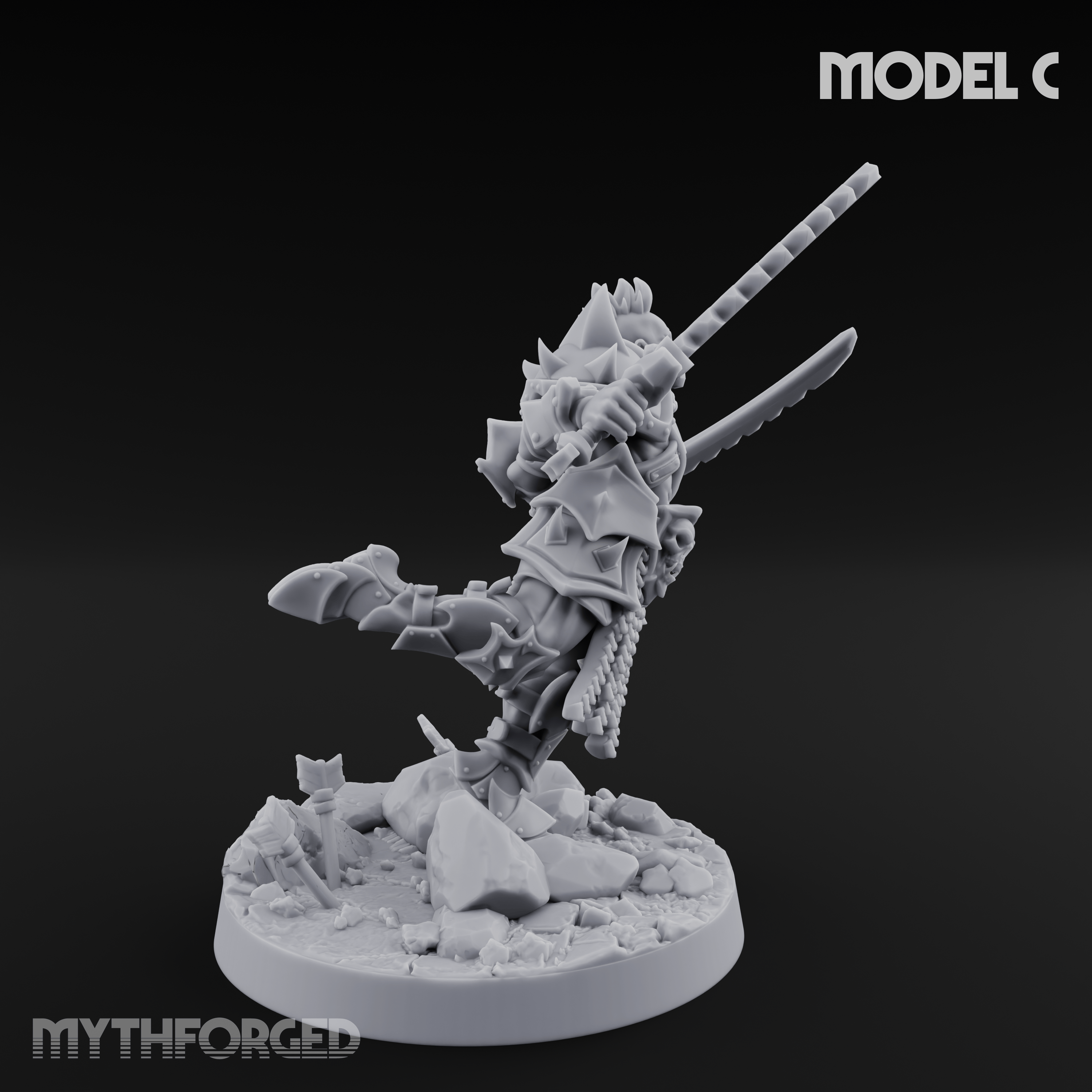 Axe Held High Ornate Human Warlords C