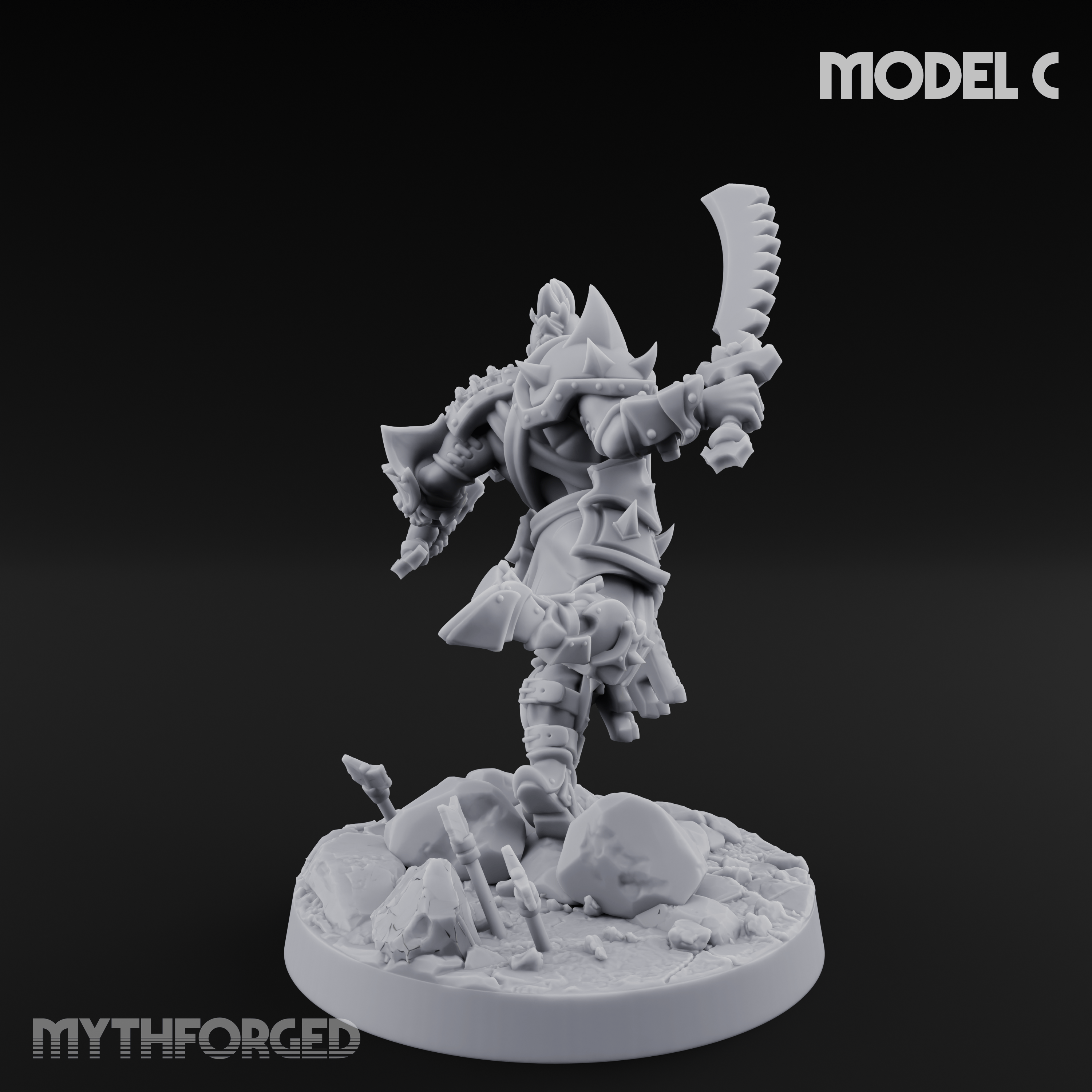 Axe Held High Ornate Human Warlords C