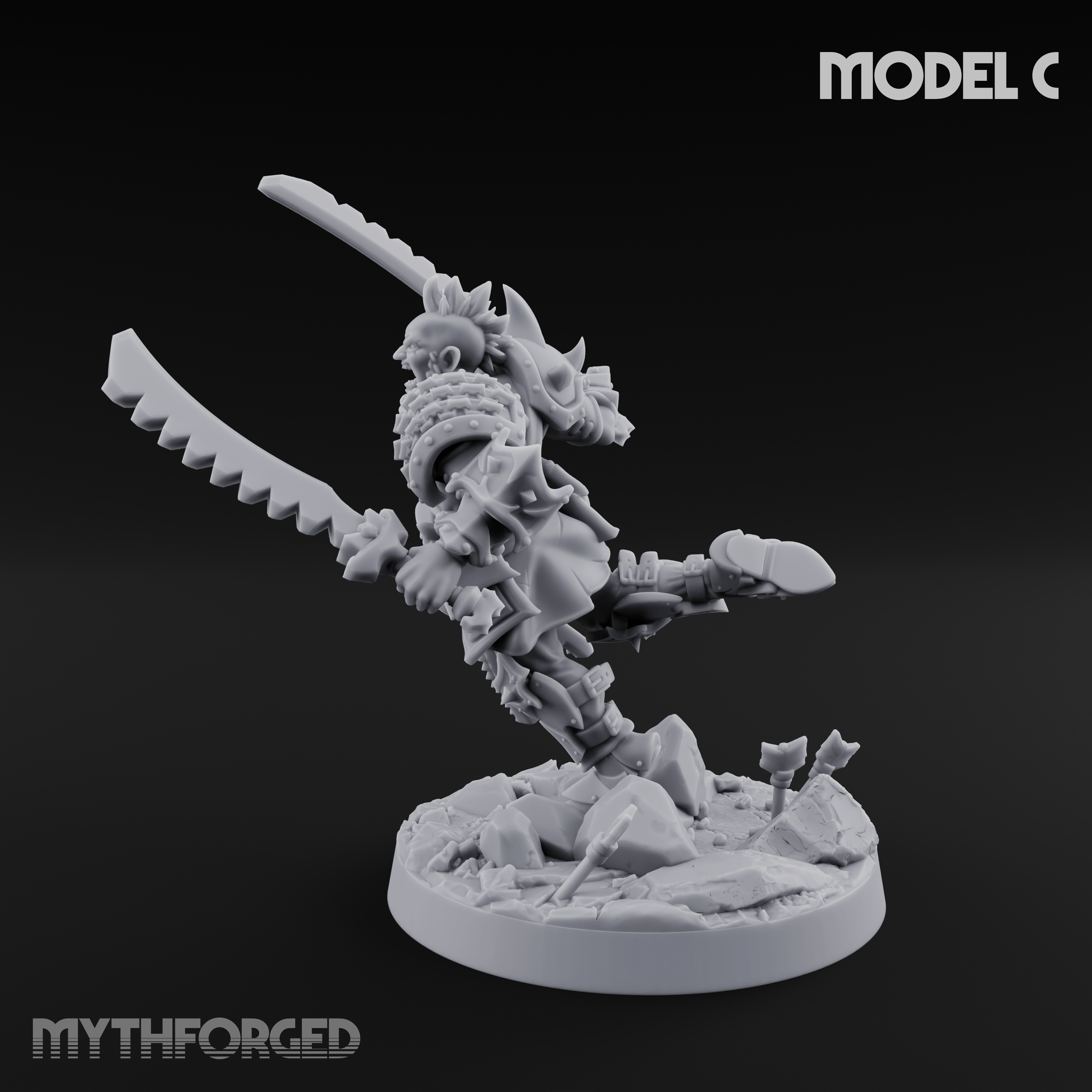 Axe Held High Ornate Human Warlords C