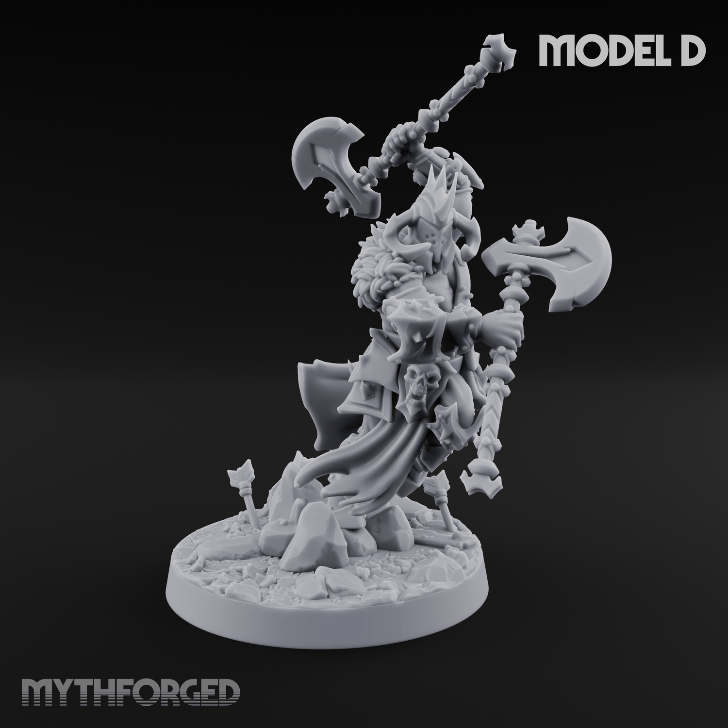 Axe Held High Ornate Human Warlords Miniature for Dungeons and Dragons, Pathfinder or other TTRPGs