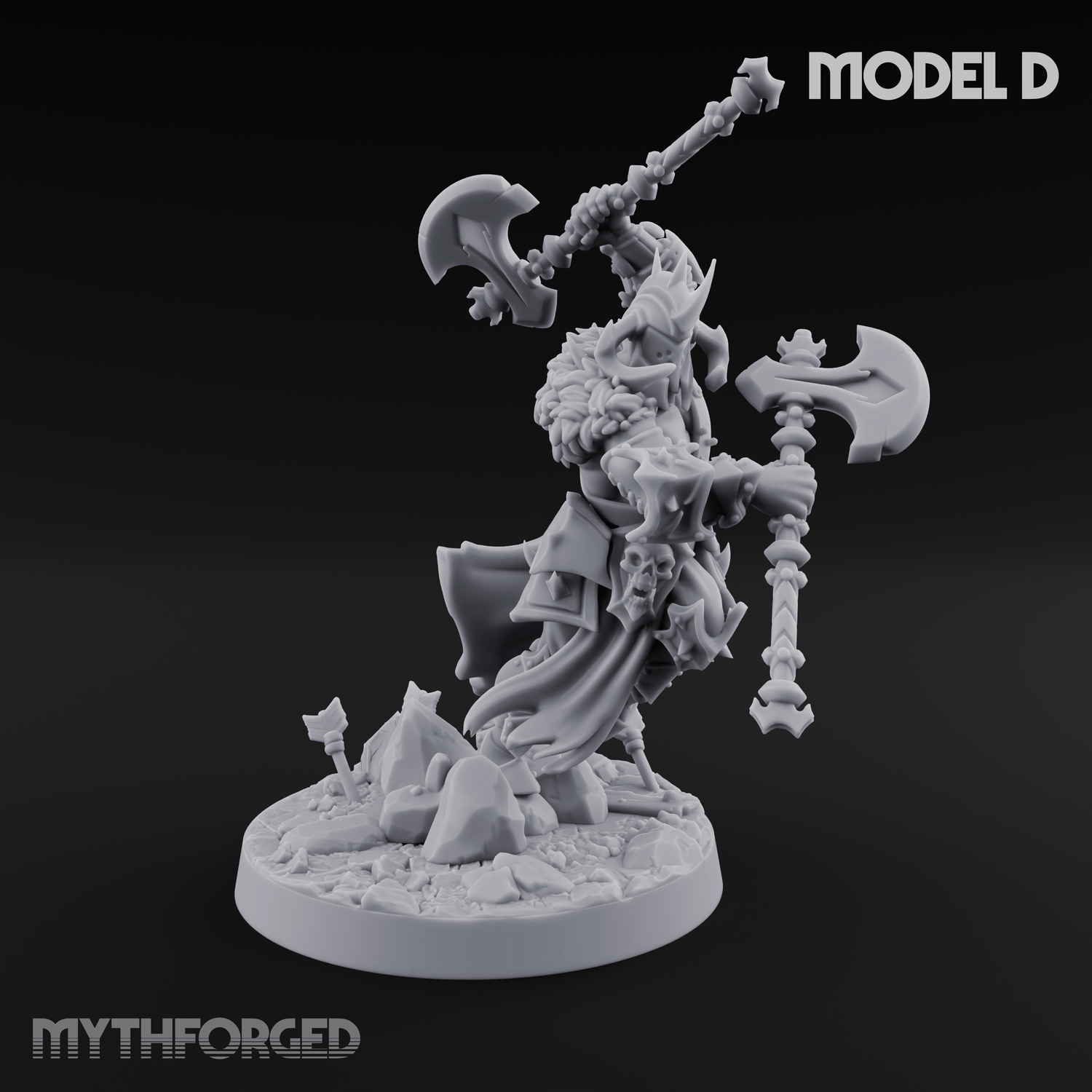 Axe Held High Ornate Human Warlords Miniature for Dungeons and Dragons, Pathfinder or other TTRPGs