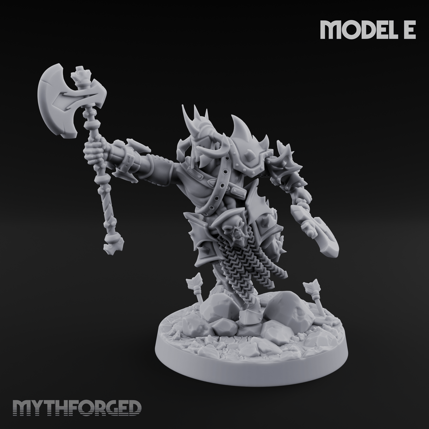 Axe Held High Ornate Human Warlords E Miniature for Dungeons and Dragons, Pathfinder or other TTRPGs