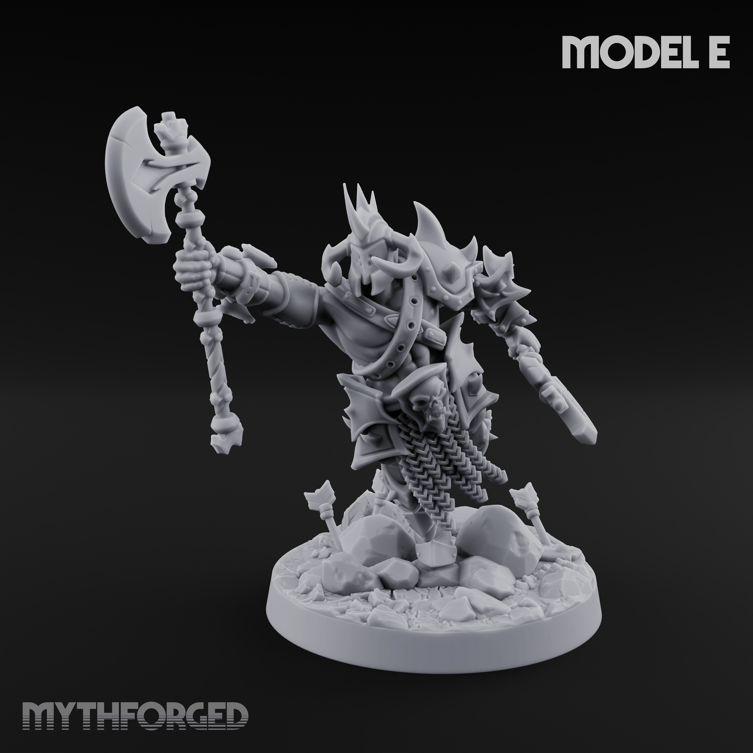 Axe Held High Ornate Human Warlords Miniature for Dungeons and Dragons, Pathfinder or other TTRPGs
