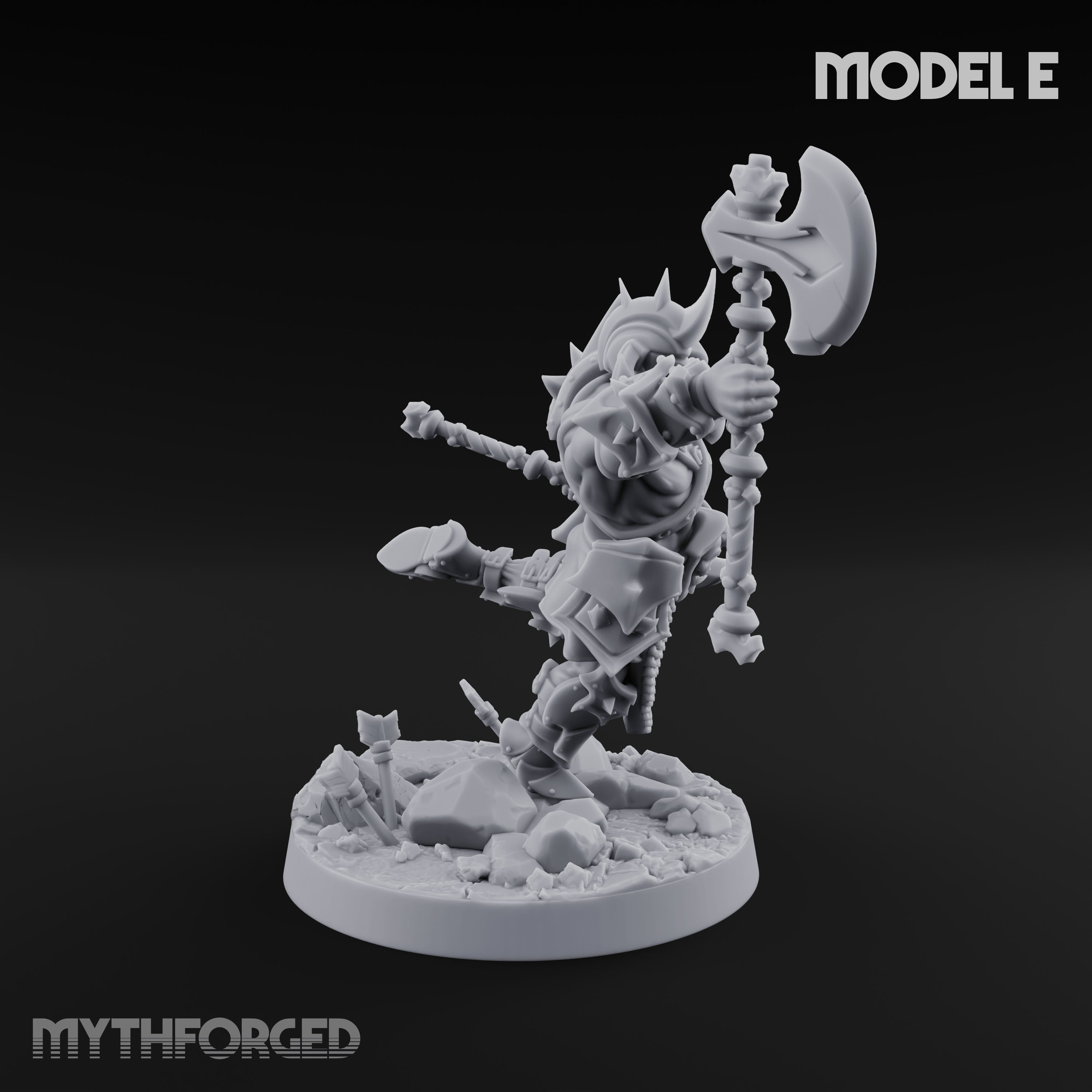 Axe Held High Ornate Human Warlords E