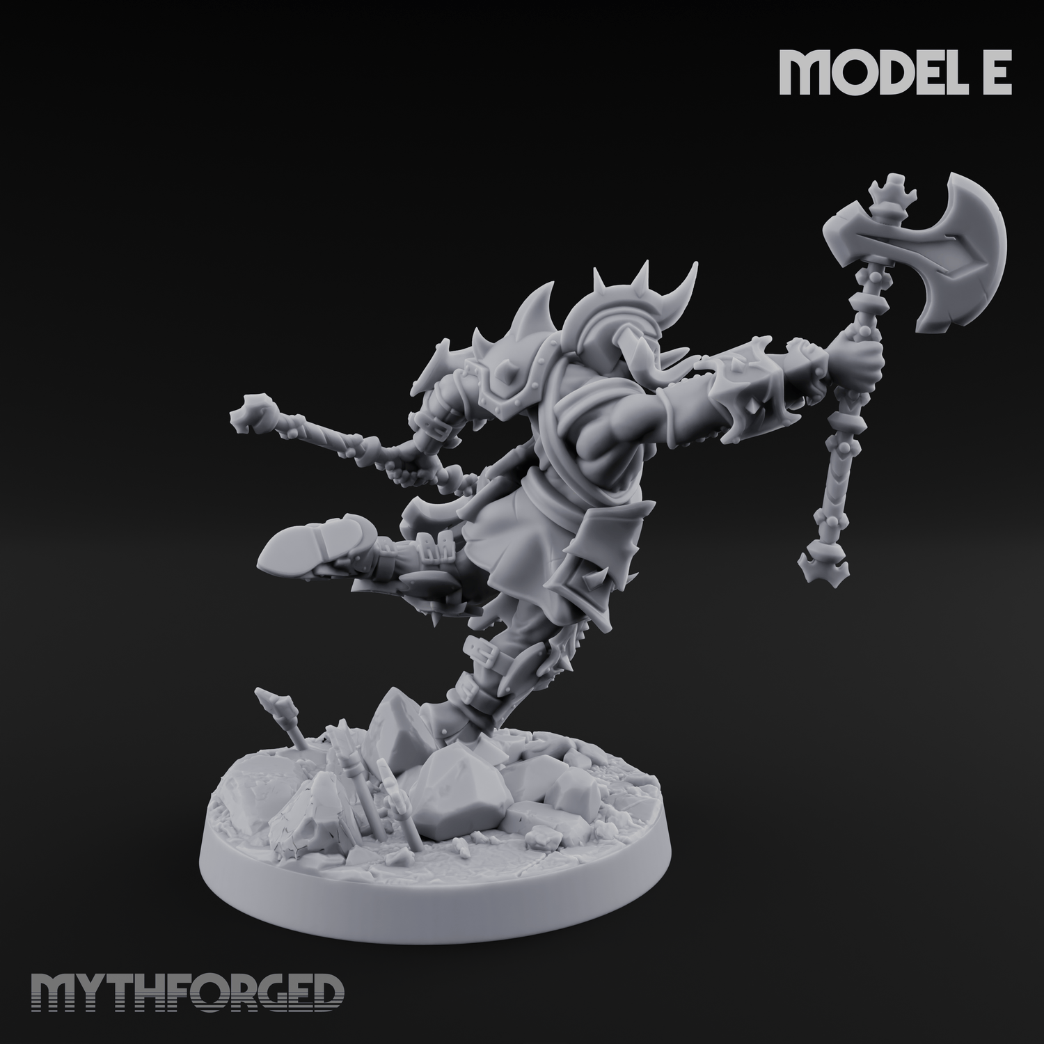 Axe Held High Ornate Human Warlords E Miniature for Dungeons and Dragons, Pathfinder or other TTRPGs