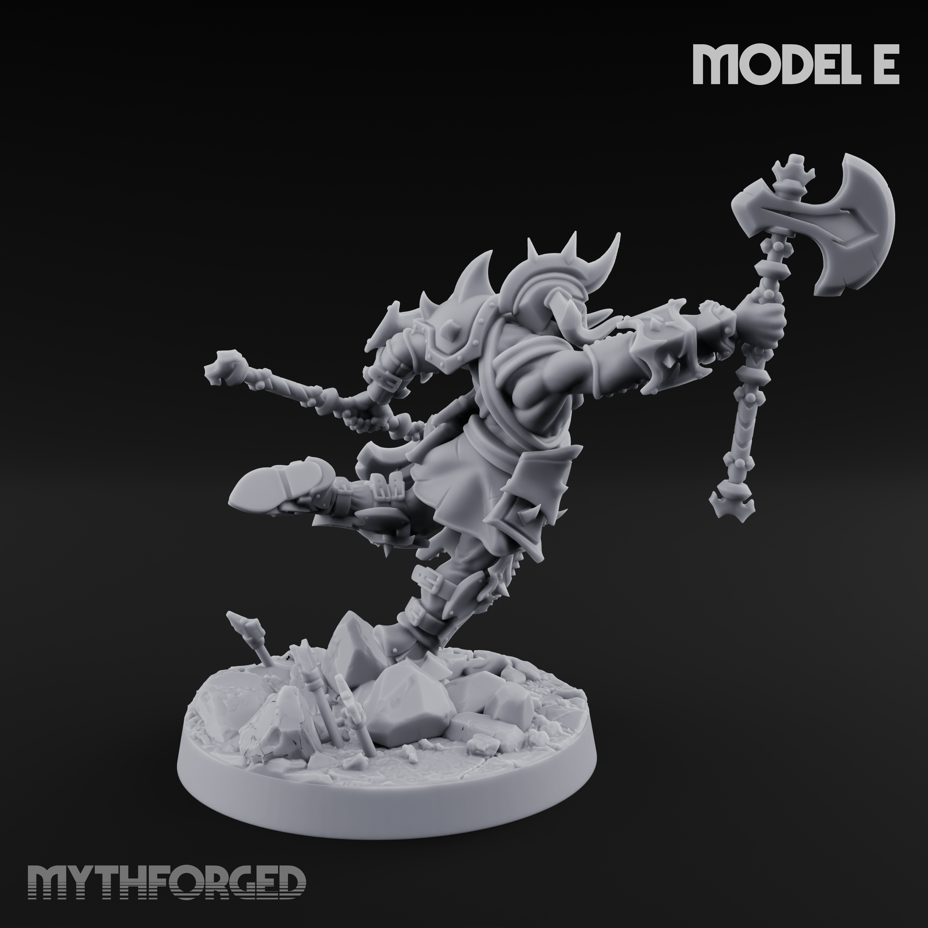 Axe Held High Ornate Human Warlords E