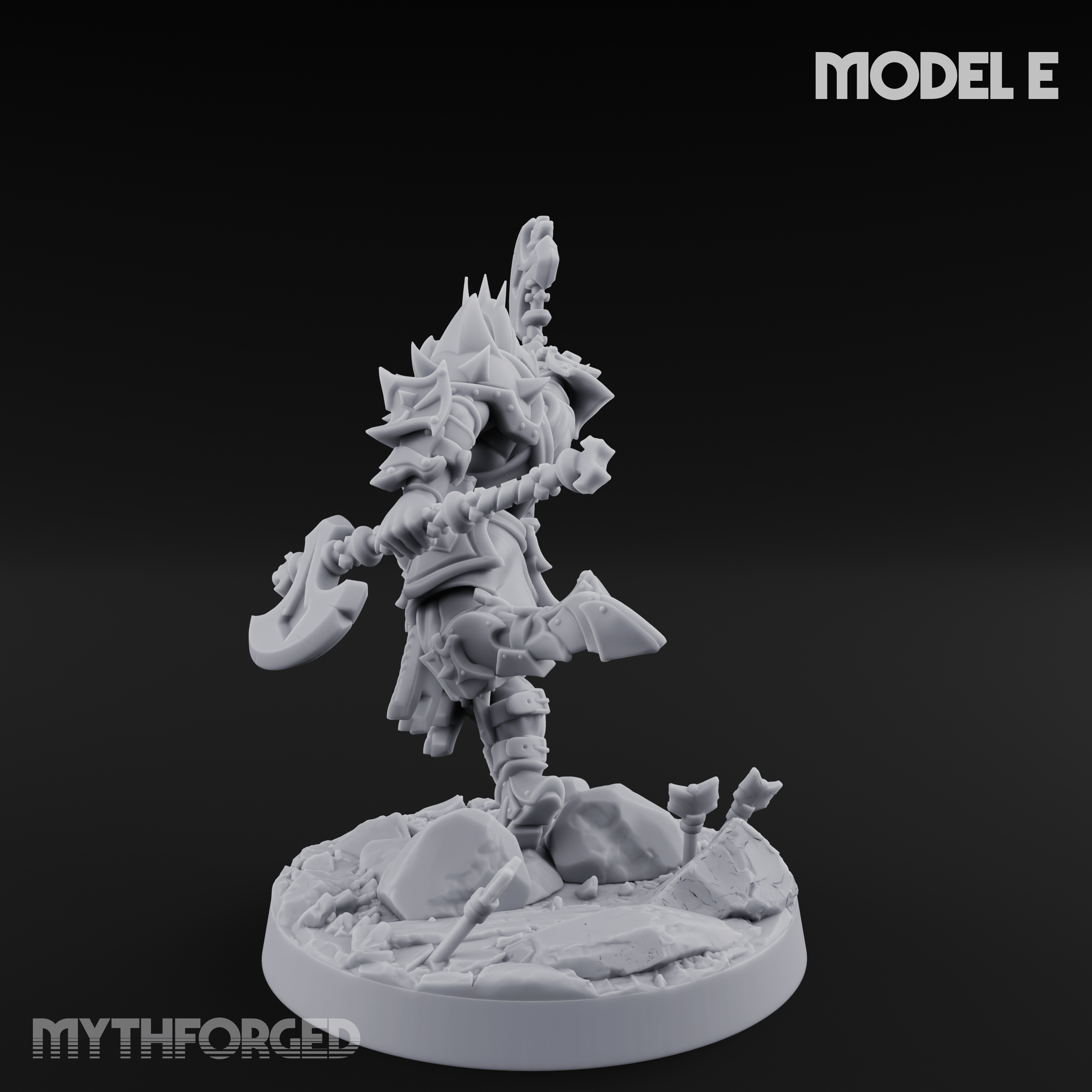 Axe Held High Ornate Human Warlords E