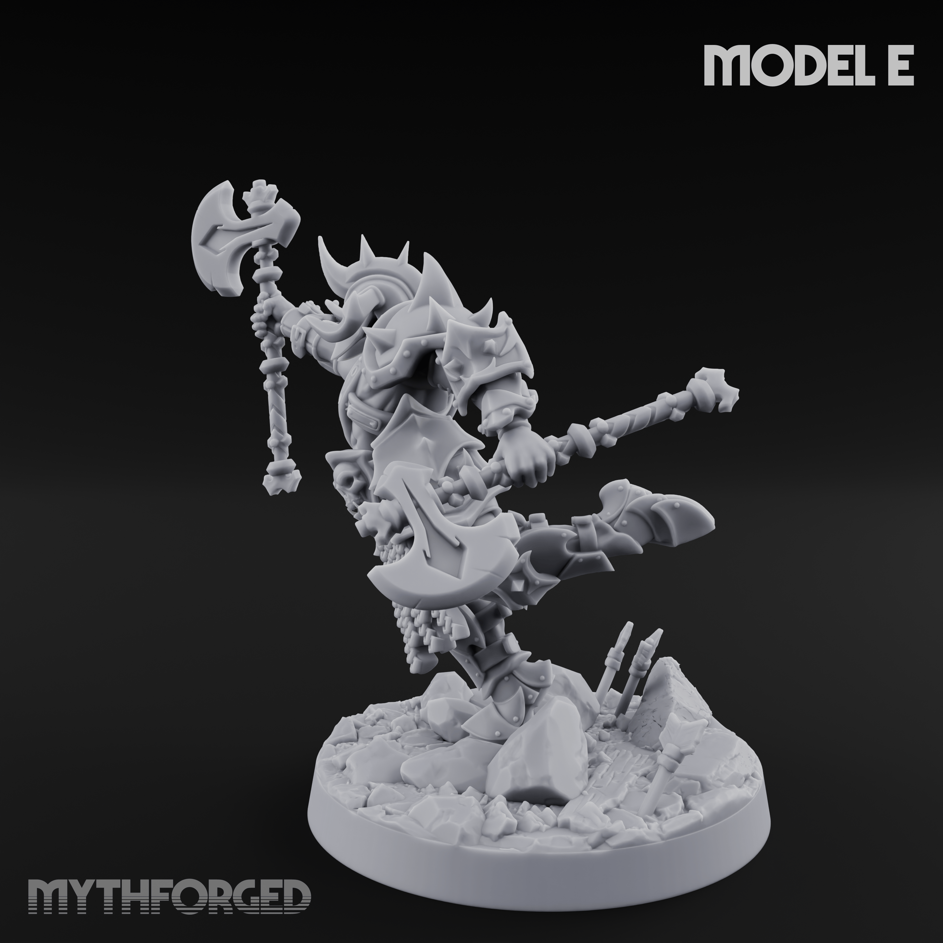 Axe Held High Ornate Human Warlords E