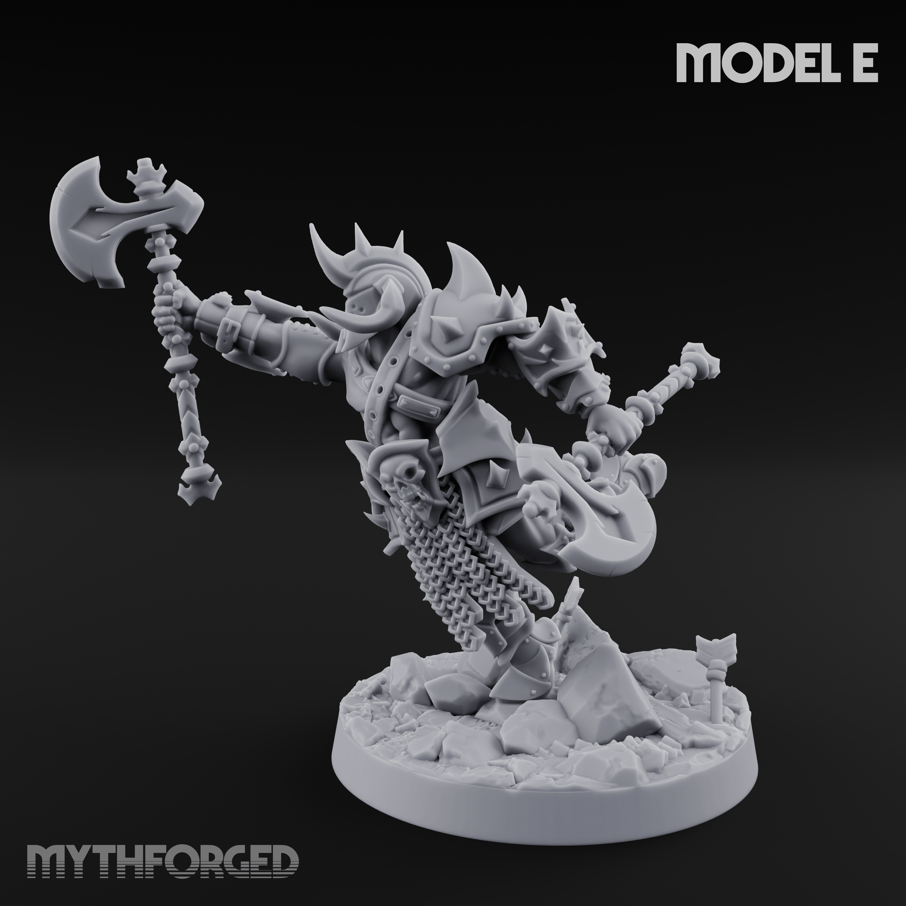 Axe Held High Ornate Human Warlords E