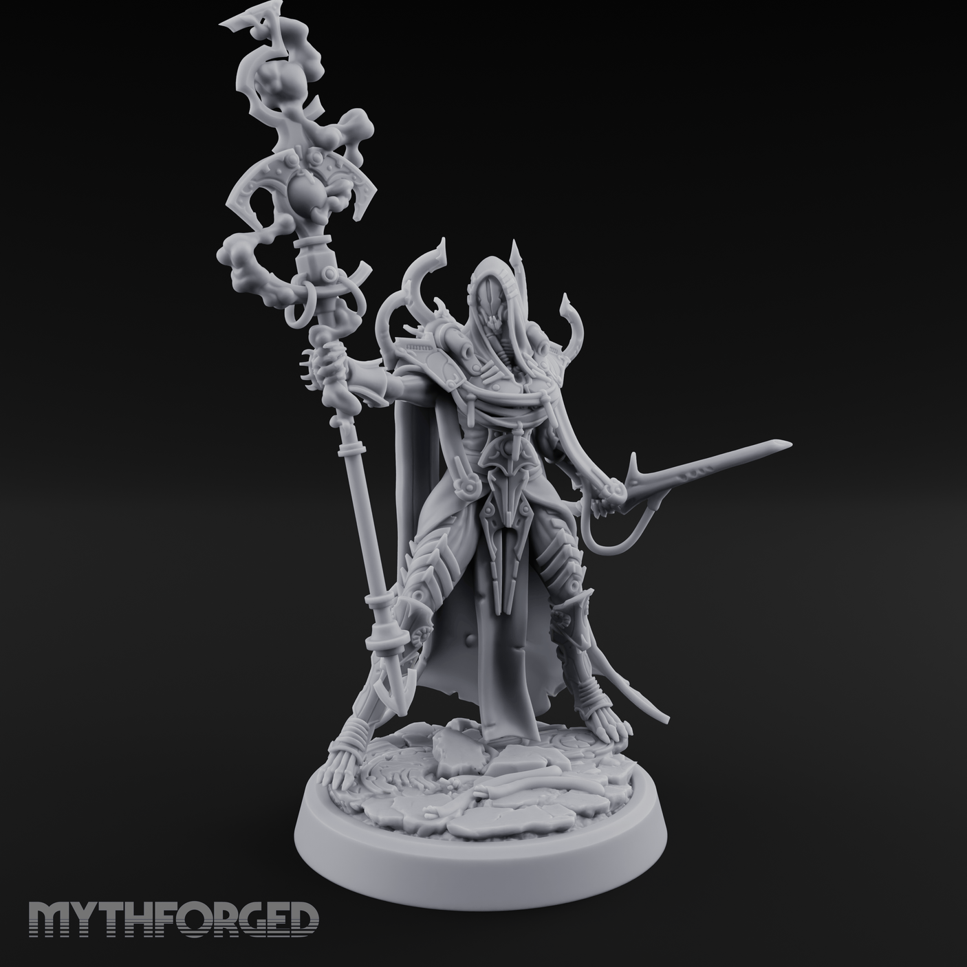 Staff Wielding Corpse Fleet Sorcerer Miniature for Dungeons and Dragons, Pathfinder or other TTRPGs