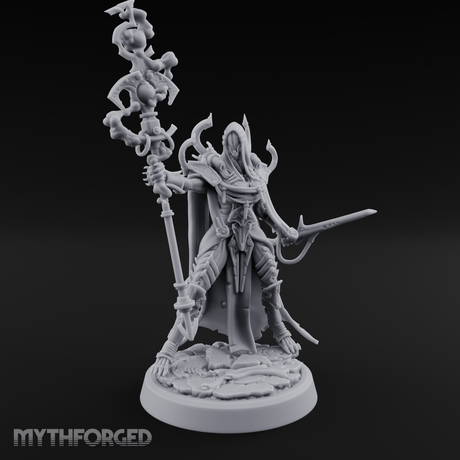 Staff Wielding Corpse Fleet Sorcerer Miniature for Dungeons and Dragons, Pathfinder or other TTRPGs