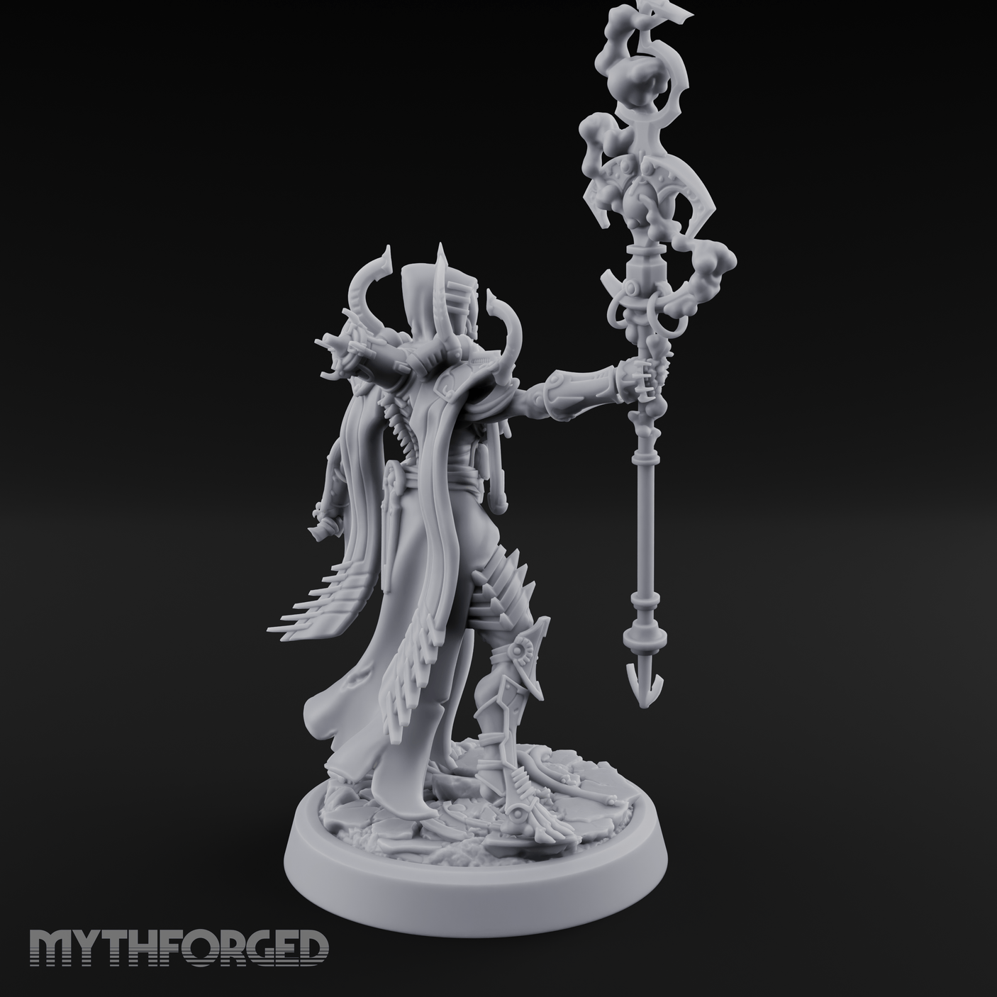 Staff Wielding Corpse Fleet Sorcerer Miniature for Dungeons and Dragons, Pathfinder or other TTRPGs