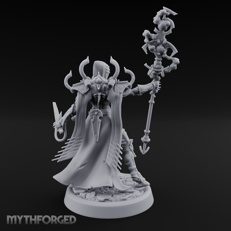 Staff Wielding Corpse Fleet Sorcerer Miniature for Dungeons and Dragons, Pathfinder or other TTRPGs