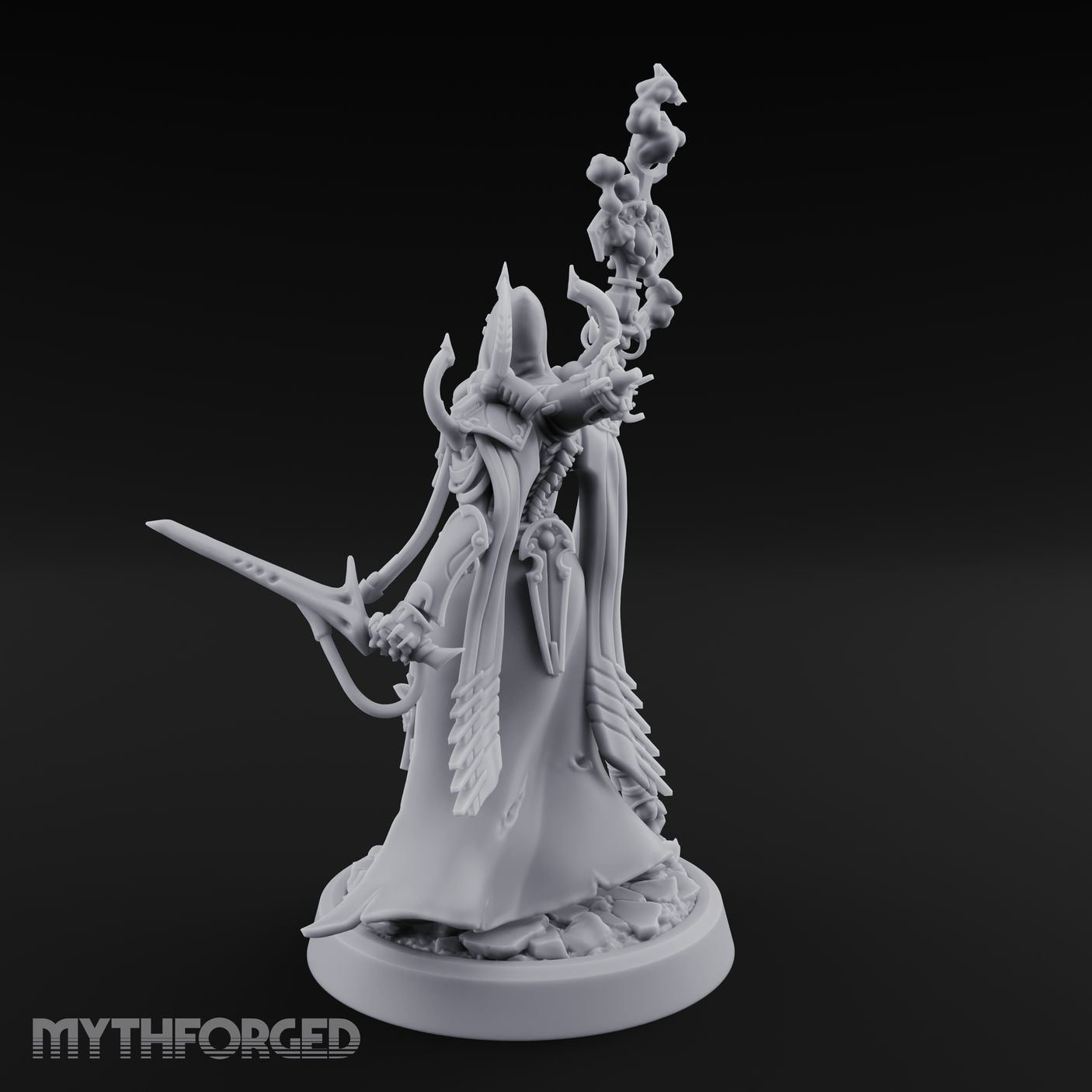 Staff Wielding Corpse Fleet Sorcerer Miniature for Dungeons and Dragons, Pathfinder or other TTRPGs