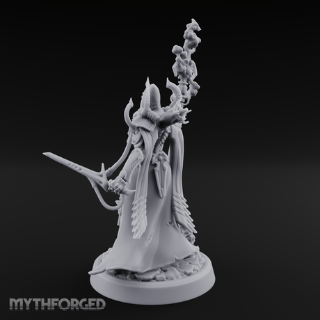 Staff Wielding Corpse Fleet Sorcerer Miniature for Dungeons and Dragons, Pathfinder or other TTRPGs