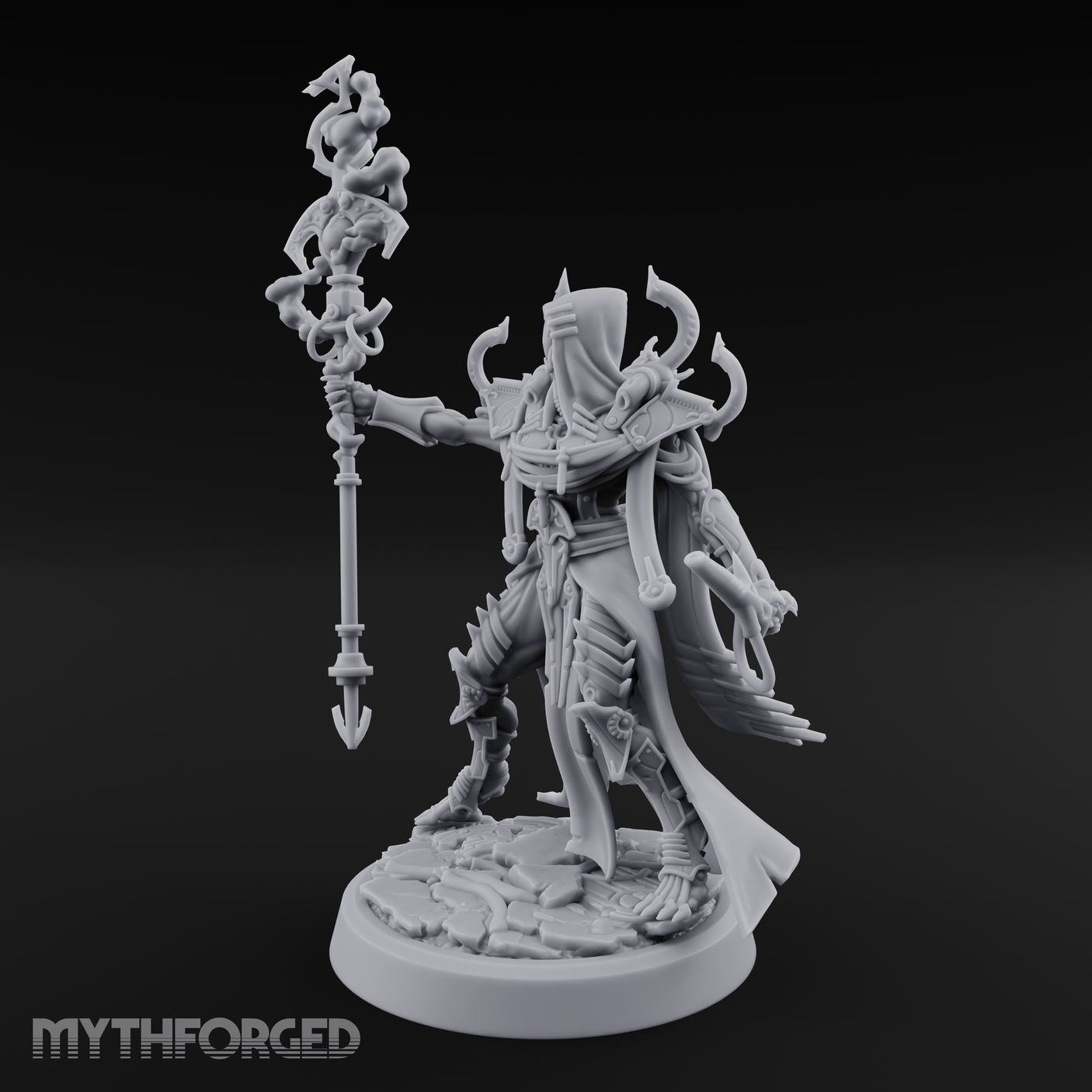 Staff Wielding Corpse Fleet Sorcerer Miniature for Dungeons and Dragons, Pathfinder or other TTRPGs