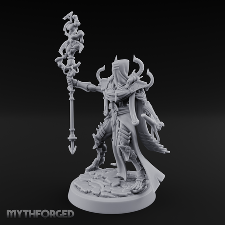 Staff Wielding Corpse Fleet Sorcerer Miniature for Dungeons and Dragons, Pathfinder or other TTRPGs