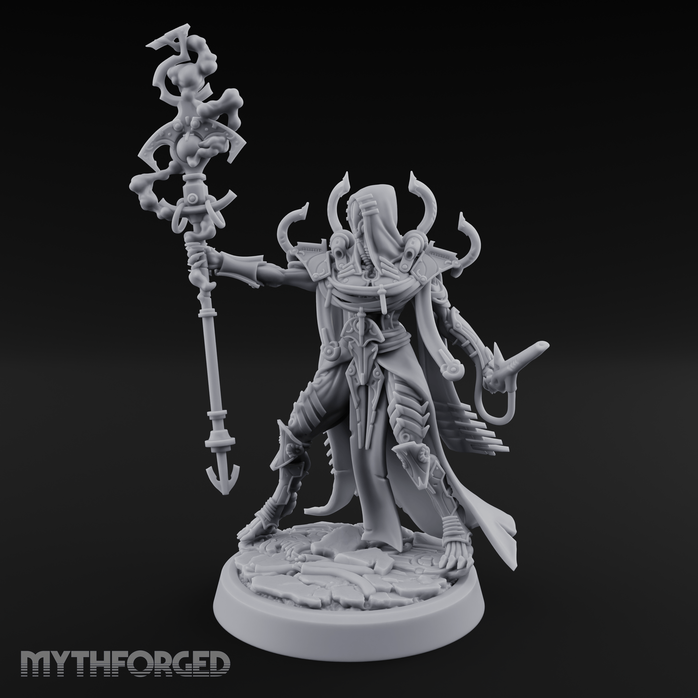 Staff Wielding Corpse Fleet Sorcerer Miniature for Dungeons and Dragons, Pathfinder or other TTRPGs