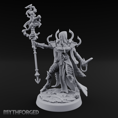 Staff Wielding Corpse Fleet Sorcerer Miniature for Dungeons and Dragons, Pathfinder or other TTRPGs