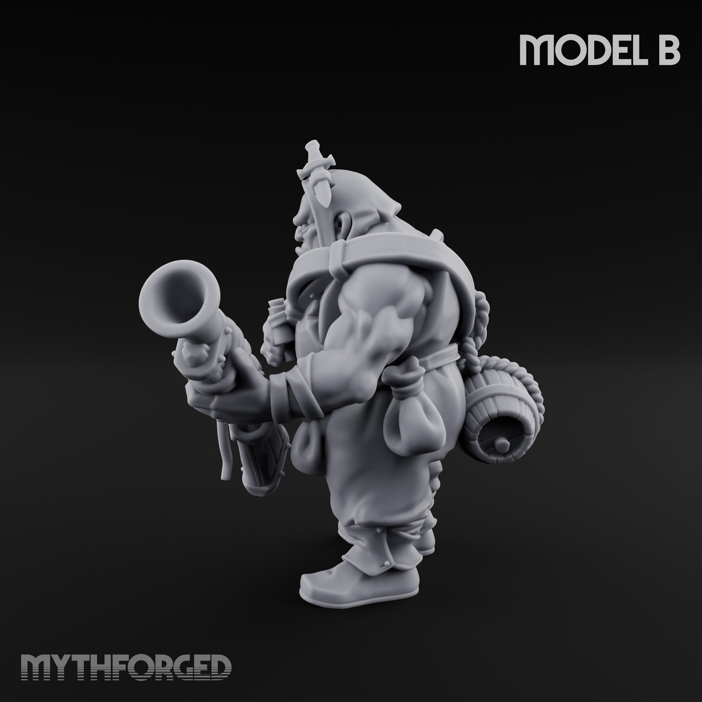 Blunderbuss Clutching Ogre Blunderbussier B Miniature for Dungeons and Dragons, Pathfinder or other TTRPGs
