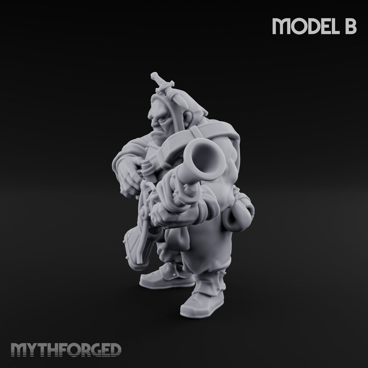 Blunderbuss Clutching Ogre Blunderbussier B Miniature for Dungeons and Dragons, Pathfinder or other TTRPGs