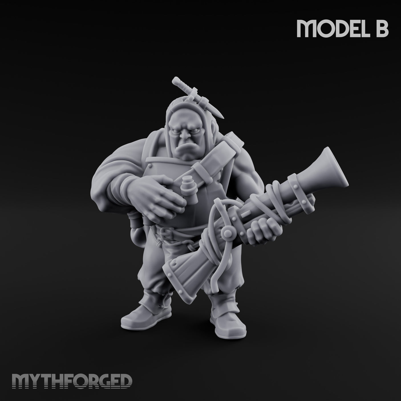 Blunderbuss Clutching Ogre Blunderbussier B Miniature for Dungeons and Dragons, Pathfinder or other TTRPGs
