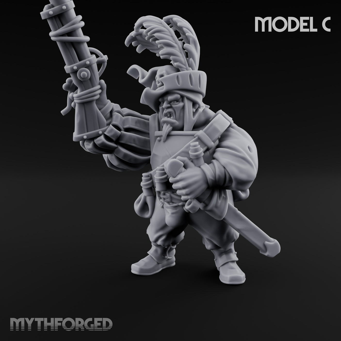 Blunderbuss Clutching Ogre Blunderbussier C Miniature for Dungeons and Dragons, Pathfinder or other TTRPGs