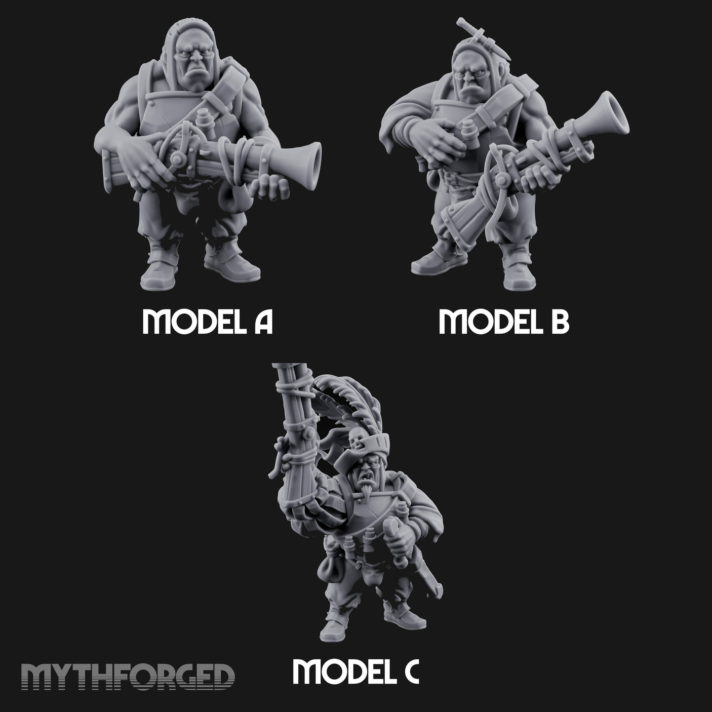 Blunderbuss Clutching Ogre Blunderbussiers Miniature for Dungeons and Dragons, Pathfinder or other TTRPGs
