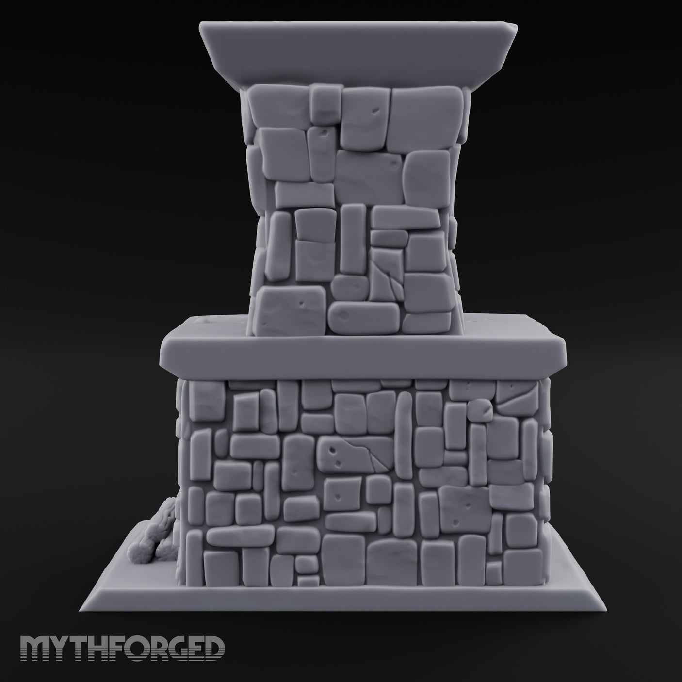 Boar-Mounted Grate-Barred Stone Hearth Fireplace Miniature for Dungeons and Dragons, Pathfinder or other TTRPGs