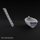 Not Seaworthy Yet Wooden Rowboat with Ladder