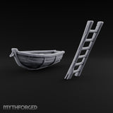 Not Seaworthy Yet Wooden Rowboat with Ladder