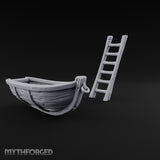 Not Seaworthy Yet Wooden Rowboat with Ladder