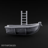 Not Seaworthy Yet Wooden Rowboat with Ladder