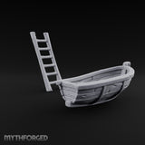 Not Seaworthy Yet Wooden Rowboat with Ladder