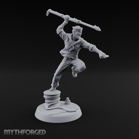 Boathook Swinging Human Sailor Miniature for Dungeons and Dragons, Pathfinder or other TTRPGs