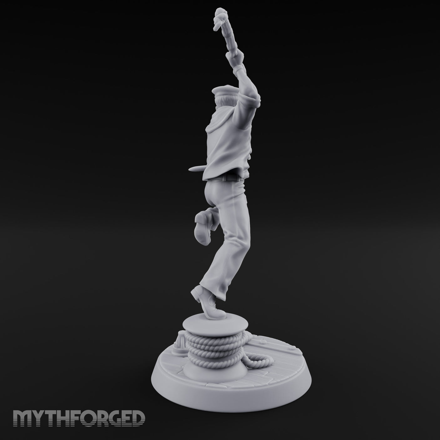 Boathook Swinging Human Sailor Miniature for Dungeons and Dragons, Pathfinder or other TTRPGs