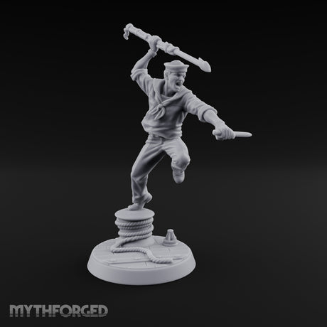 Boathook Swinging Human Sailor Miniature for Dungeons and Dragons, Pathfinder or other TTRPGs