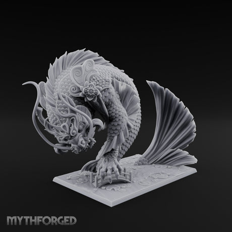 Body Coiling Koi Dragon Miniature for Dungeons and Dragons, Pathfinder or other TTRPGs