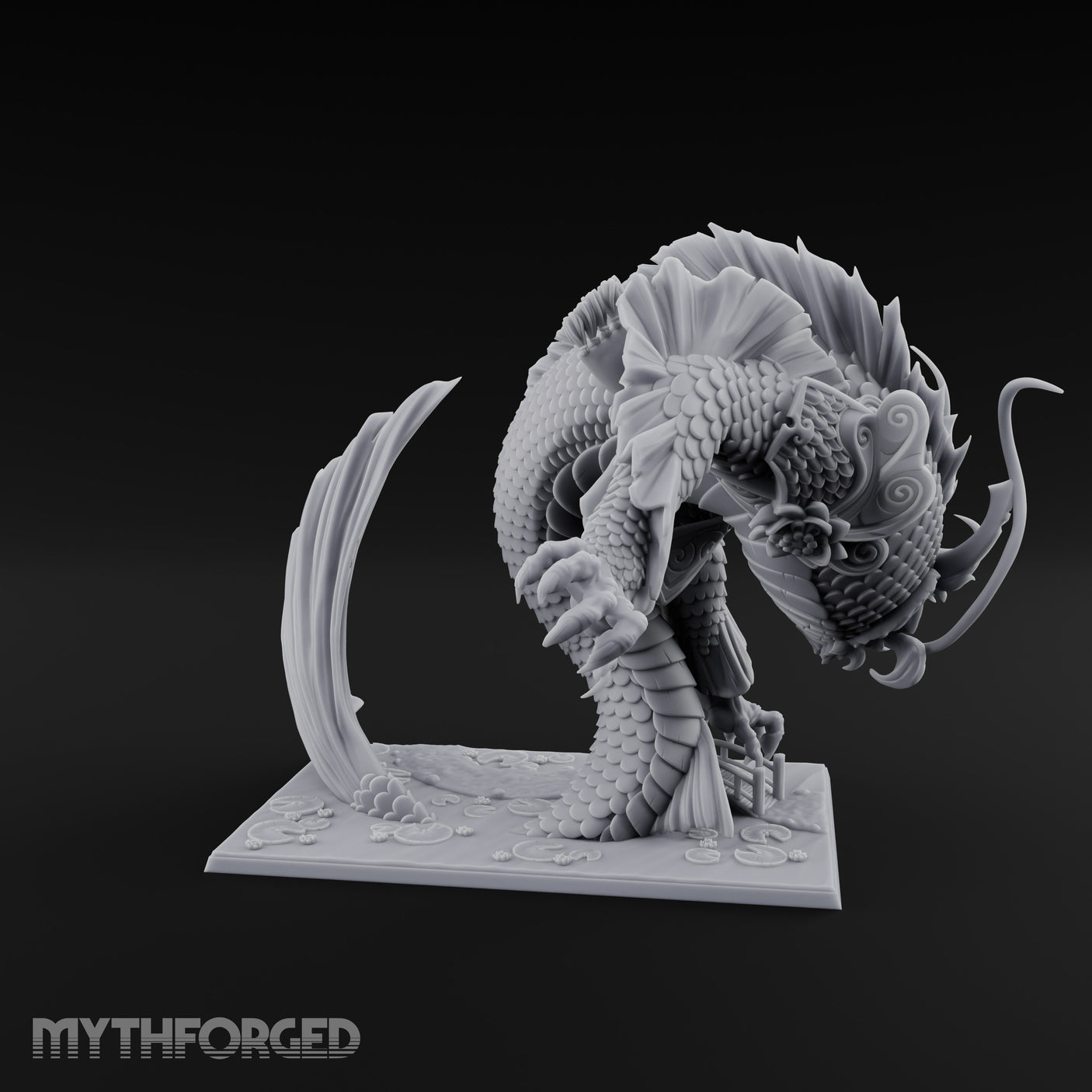 Body Coiling Koi Dragon Miniature for Dungeons and Dragons, Pathfinder or other TTRPGs