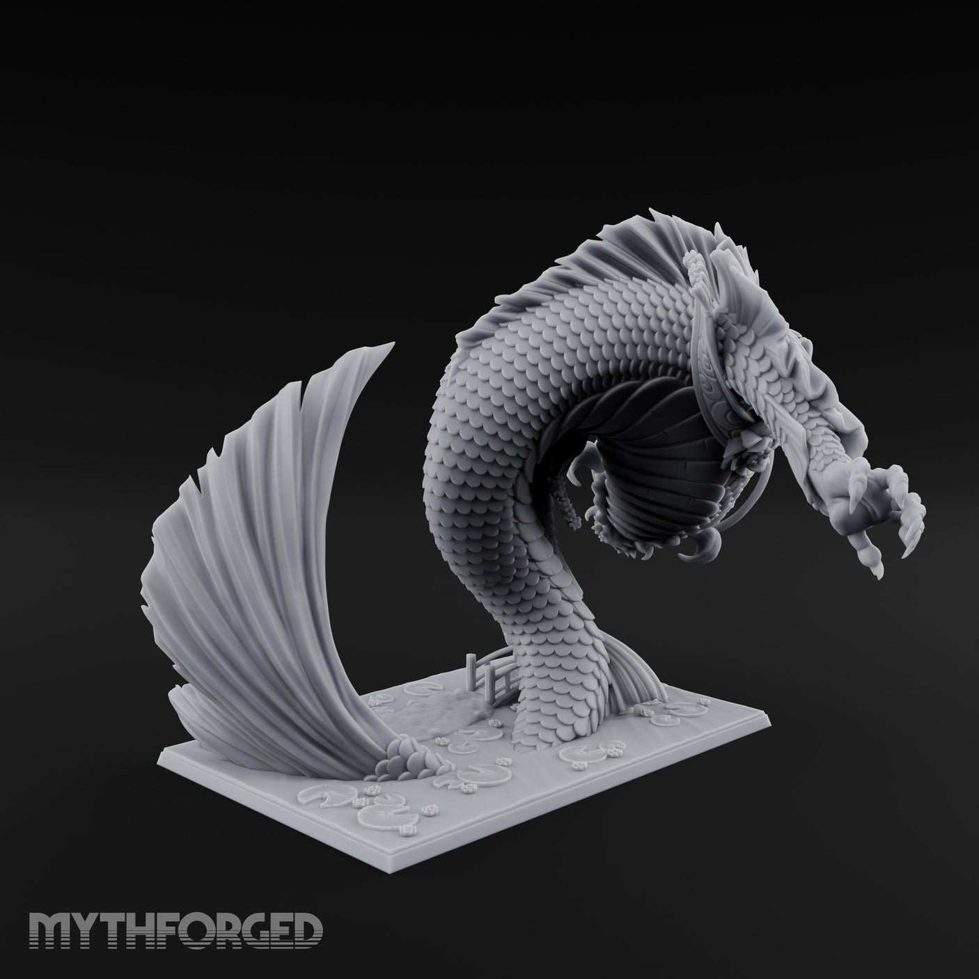 Body Coiling Koi Dragon Miniature for Dungeons and Dragons, Pathfinder or other TTRPGs