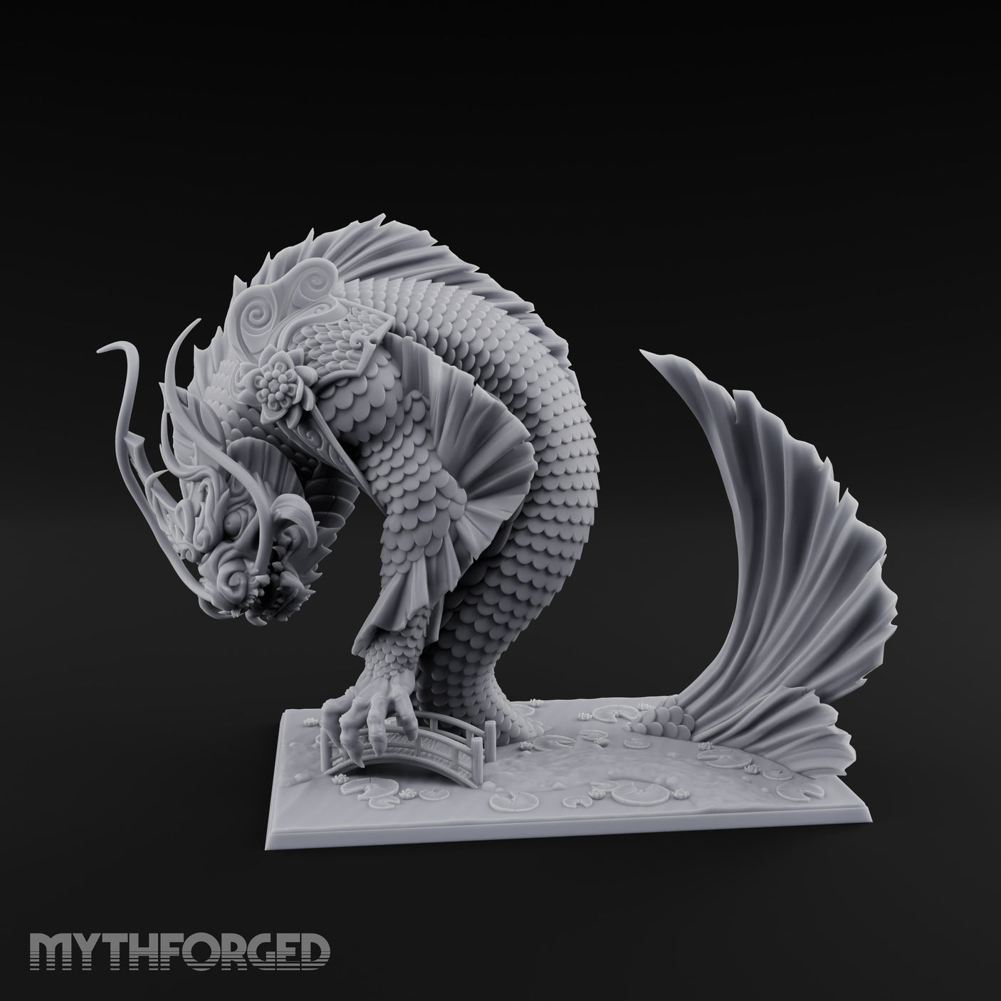 Body Coiling Koi Dragon Miniature for Dungeons and Dragons, Pathfinder or other TTRPGs