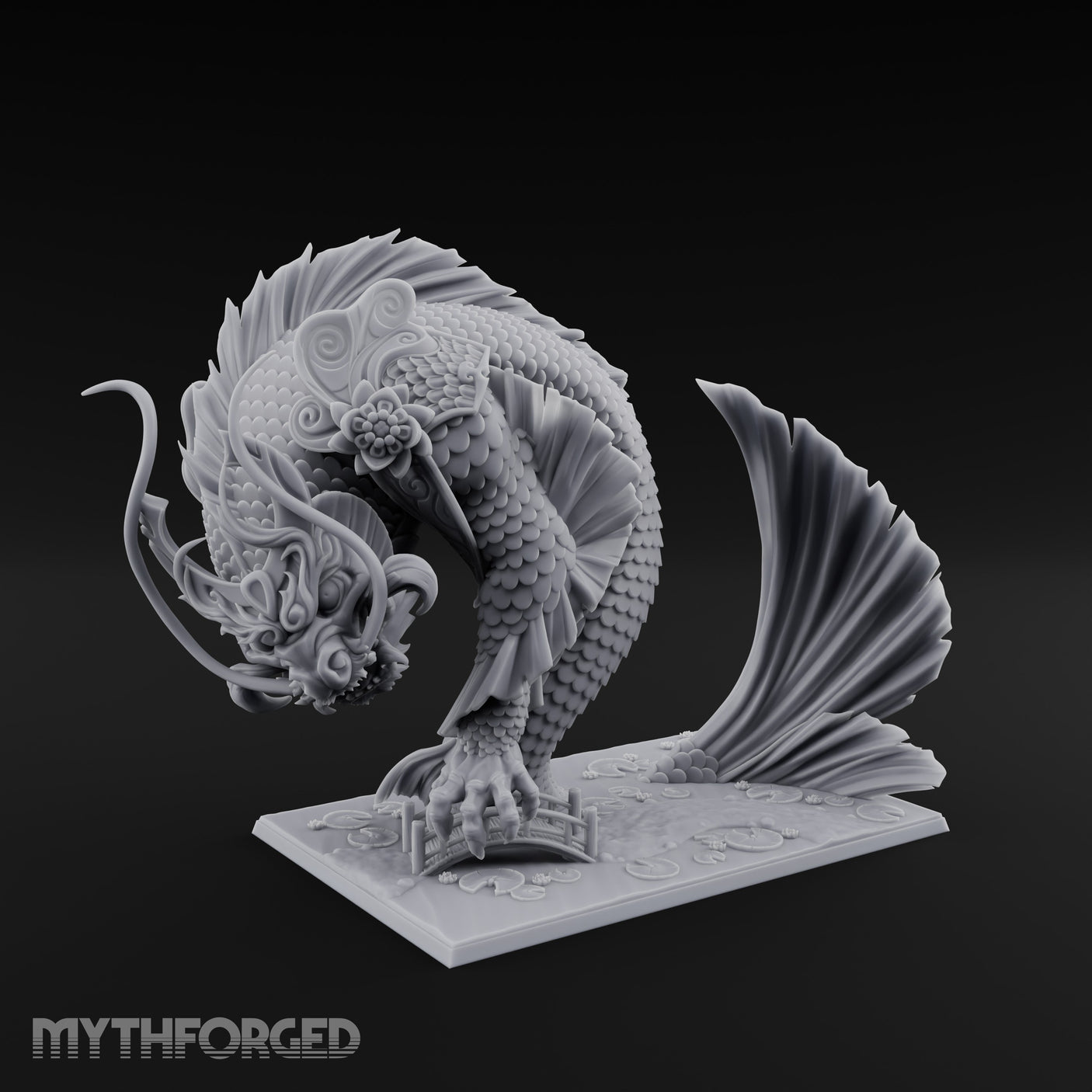 Body Coiling Koi Dragon Miniature for Dungeons and Dragons, Pathfinder or other TTRPGs