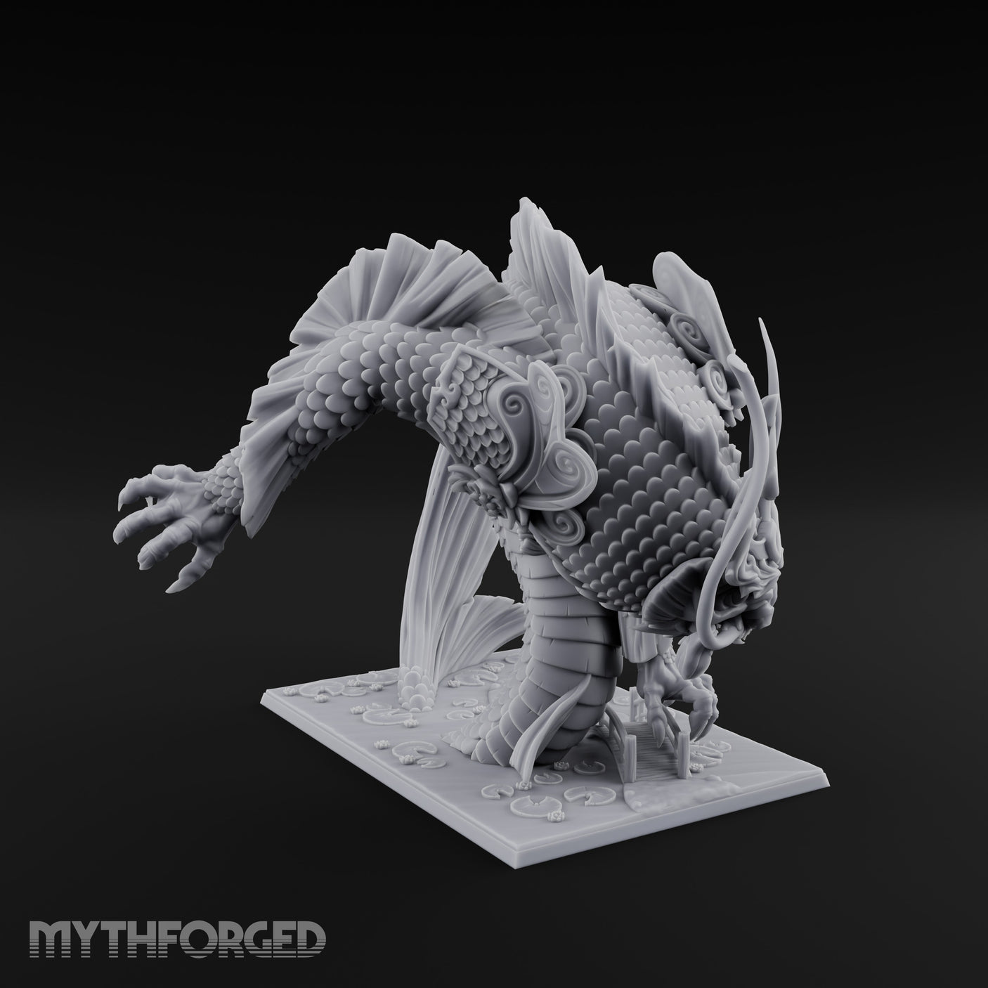 Body Coiling Koi Dragon Miniature for Dungeons and Dragons, Pathfinder or other TTRPGs